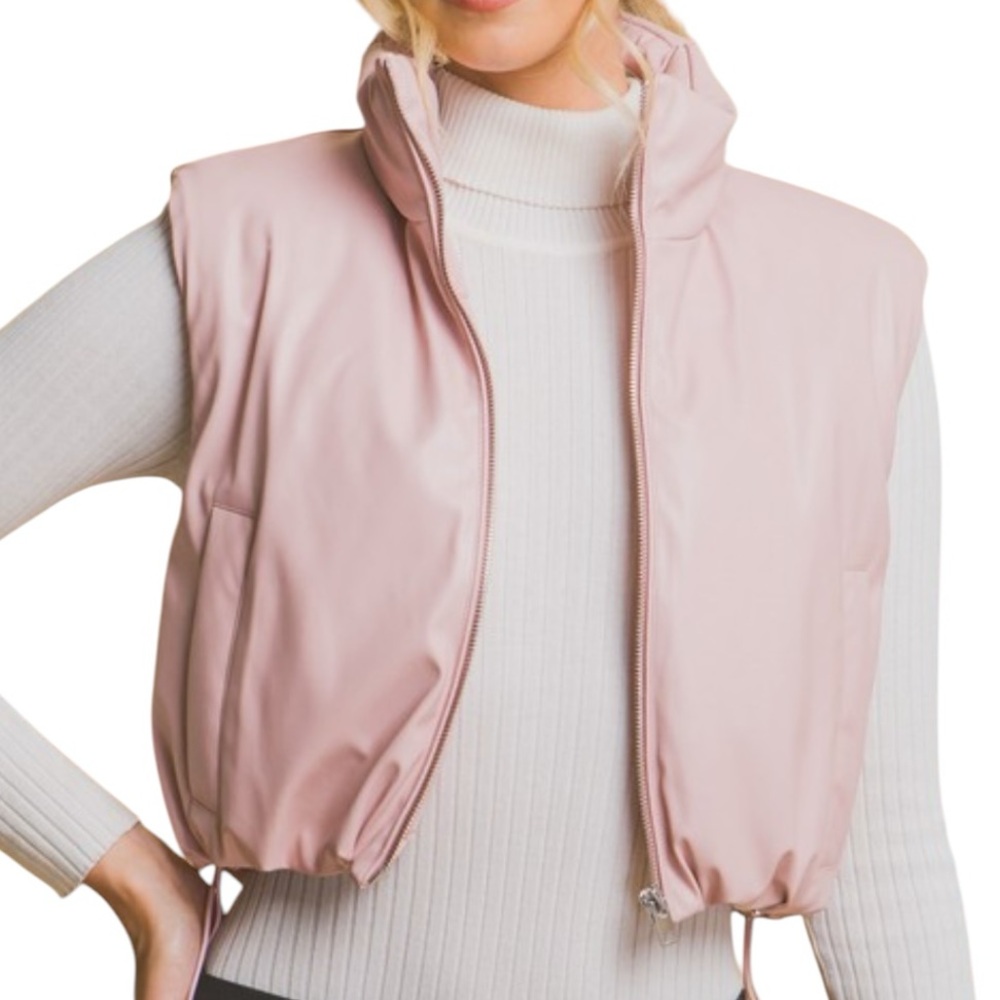 Pink Faux Leather Vest. Size Small - Picture 2 of 4
